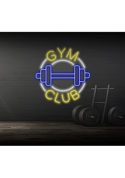 Gym Club Yazılı Ve Şekilli Neon Tabela Mavi