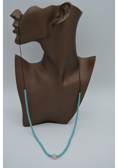 Stoneage Jewellery Pembe Kuvars Ve Turkuaz Taşlı Metalsiz Kolye N11.38914 Kırmızı