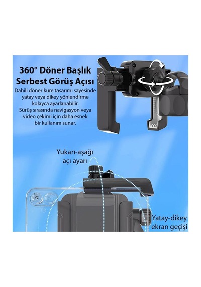 Cr07 Telefon Tutucu Cross Arazi Sürüşleri İçin Motor Motosiklet Dağ Bisikleti Gidon Montajlı Kilit Mekanzimalı Siyah