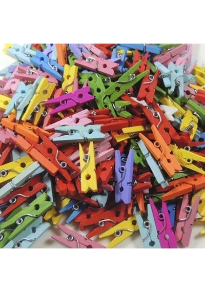 100 Adet Mini Ahşap Renkli Mandal. Ölçüsü : 2.4 Mm - 4 Mm 2 Diğer