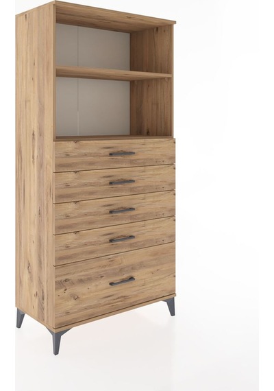 Hyperion Dolap 2 Raflı 5 Çekmeceli 88x44x182 Çam-çam Çam