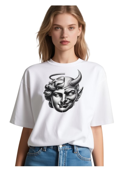 Ogc Melek & Şeytan Oversize Unisex T-shirt Beyaz
