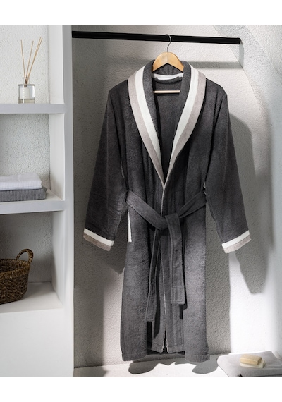 Madame Coco Raina Pamuklu Kadın Bornoz - Gri - Lüks Koleksiyon Gri L - XL