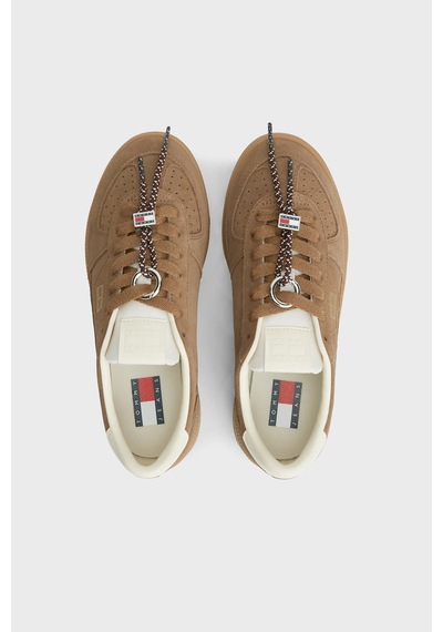 Tommy Jeans Logolu Süet Deri Sneaker Ayakkabı Kadın Ayakkabı En0en03122 Gwı Kahve