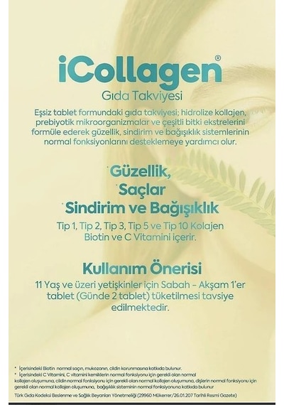 İcollagen Kolajen Ve Prebiyotik Tablet Orjinal Bandrollü 60 Tablet