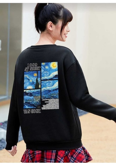 Kozia Outdoors Malkoçbey Baskılı Oversize Unisex Swetşhirt Black Black