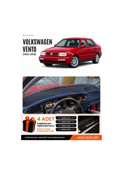 Volkswagen Vento 1992-1998 Uyumlu Torpido Örtüsü, Torpido Kılıfı - Siyah-mavi - Vw008