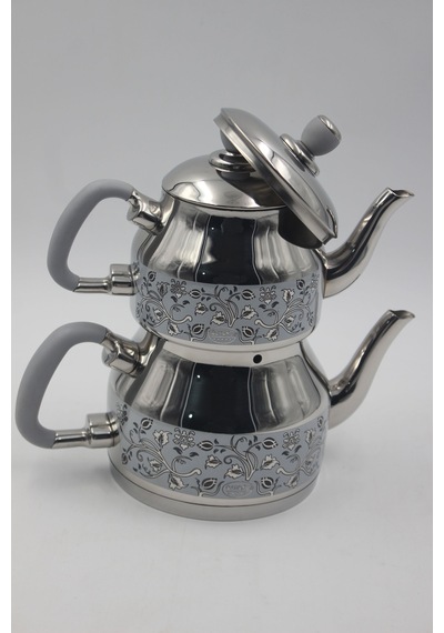 Özkent K-331 Sembol Mini Çaydanlık Çiçek Desenli - Füme