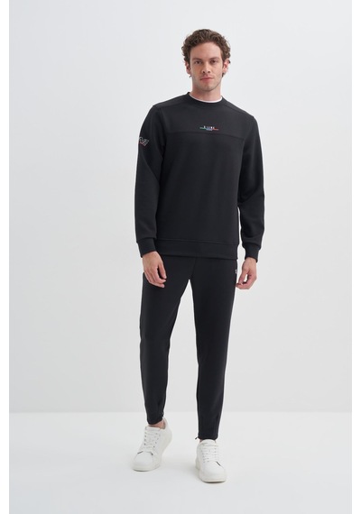 Cazador 52380 Erkek Bisiklet Yaka Sweatshirt Siyah