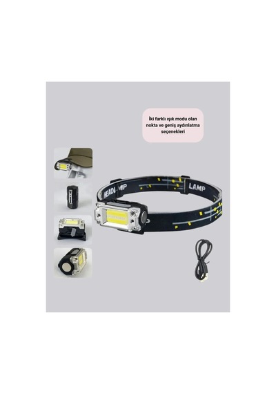 Kafa Lambası Led Fener Pratik Taşınabilir Ayarlanabilir Usb Şarjlı Standart Standart