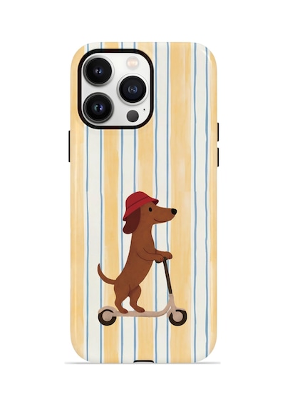 Apple iPhone Uyumlu 14 Pro Max Vorian Çift Katmanlı Magsafe Kılıf Dachshund Riviera