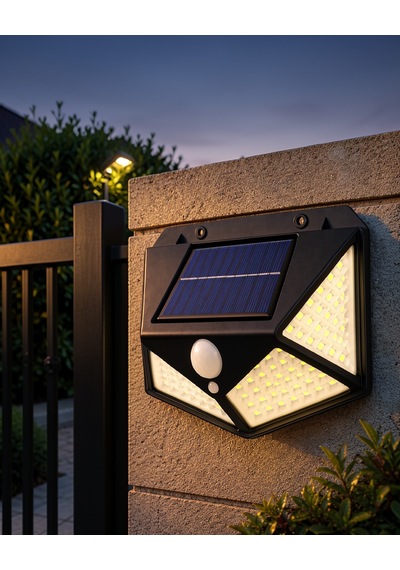 Güneş Enerjili Hareket Sensörlü 3 Modlu Led Duvar Lambası Uczzy100solarlamba-1