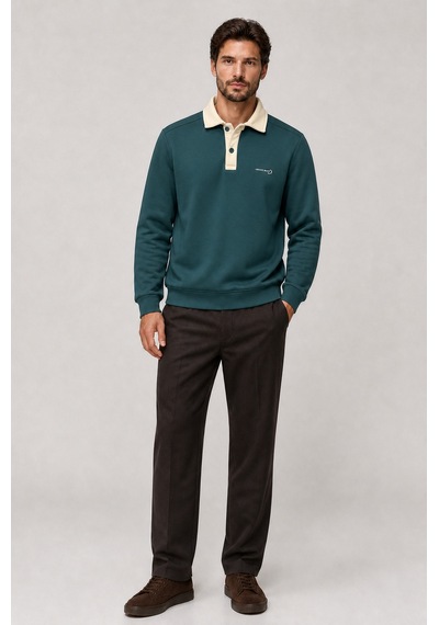 Redline Snap Erkek Regular Fit Düğmeli Kışlık Sweatshirt Nefti