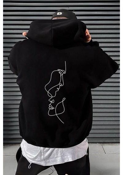 Oksit Siluet Arka Baskılı Pamuklu Erkek Sweatshirt 001