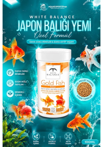 White Balance - Japon Balığı Yemi - Gold Fish Pellets - Özel Formül - Tüm Japon Balığı Türleri İçin Uygundur