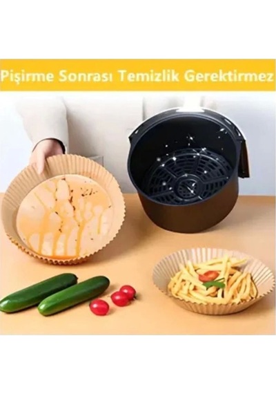 Her Modele Uyumlu 50 Adet Airfryer Pişirme Kağıdı Hijyenik Yağlı Kağıt Airfryer Hava Fritözü