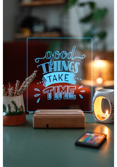 Good Things Take Time Ev 16 Renk Kumandalı 3d Gece Lambası