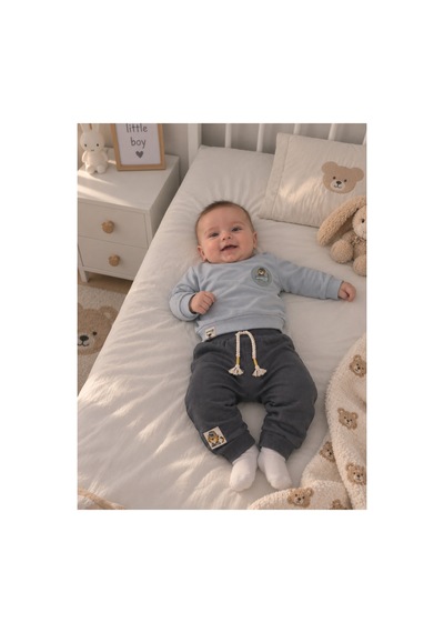 Miniworld Erkek Bebek İkili Takım 18885 18900 Açık Gri Açık Gri