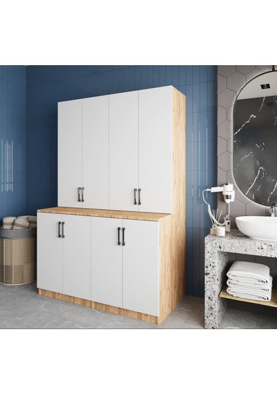 Maven Çamaşır Ve Kurutma Makinesi Dolabı Banyo Dolabı Çam Beyaz Çam - Beyaz Maven Çamaşır Ve Kurutma Makinesi Dolabı Banyo Dolabı Çam Beyaz Çam - Beyaz