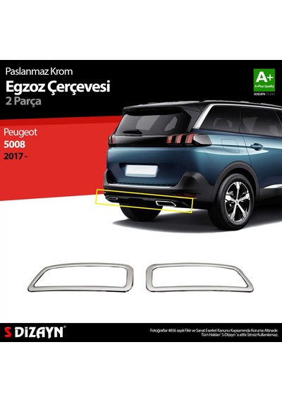 S-dizayn Peugeot 5008 Krom Egzoz Çıkışı 2 Prç. 2017-2023
