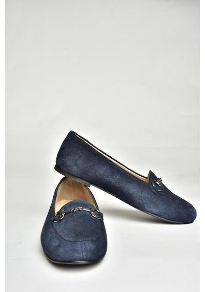 Fox Shoes R667001402 Lacivert Hakiki Deri Süet Kadın Babet Lacivert-süet Lacivert