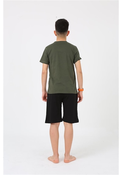 Akbeniz Erkek Genç Garson Boy Kısa Kol Haki Penye Şortlu Pijama Takımı 20377
