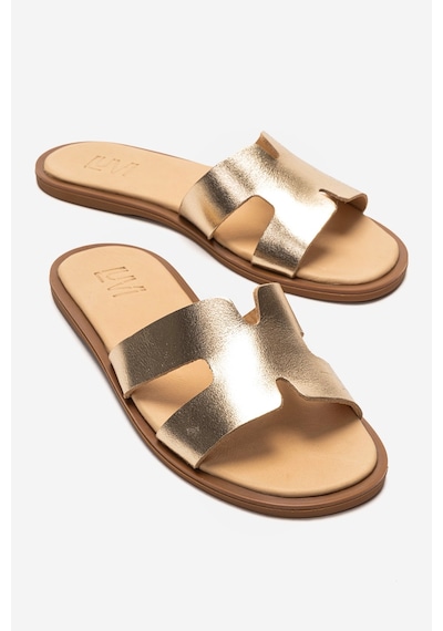 Luvishoes Bıora Altın Hakiki Deri Kadın Terlik