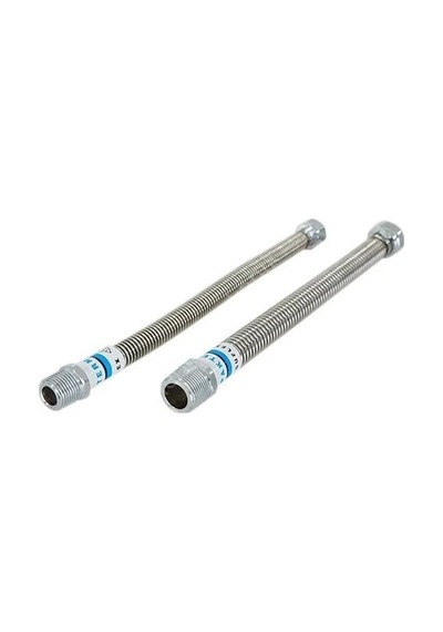 Gassa Çelik Su Bağlantısı 3/4-3/4 Nipelli 50cm Gri