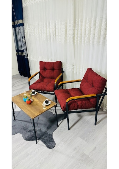 Madame Home Lale Balkon, Bahçe, Cafe Metal Kanepe Koltuk Takımı 2 Tekli + Sehpa Bordo Madame Home Lale Balkon, Bahçe, Cafe Metal Kanepe Koltuk Takımı 2 Tekli + Sehpa Bordo