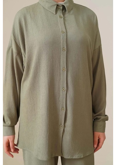 Hiccup Bdart Oversized Gömlek & Pantolon Takım Adaçayı Yeşili