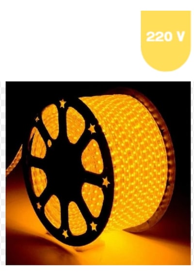 220 Volt Sarı Amber 60 Ledli 3 Çipli Hortum Led 5 Metre Güç Kablosu Dahil