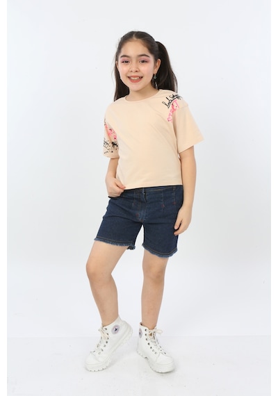 Toontoy Kids Toontoy Kız Çocuk Street Baskılı Tişört Bej