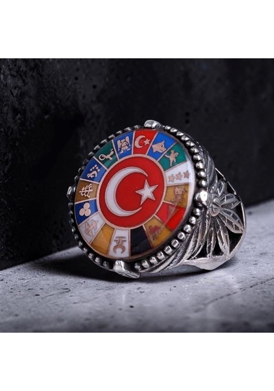 925 Ayar Gümüş Osmanlı Kasa 16 Türk Devletli Usta İşi Erkek Yüzük