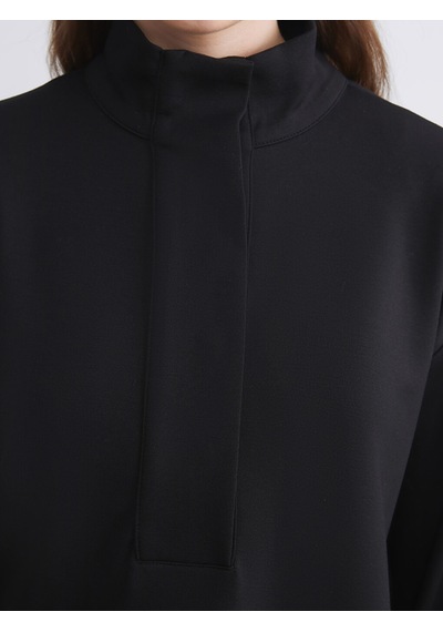 Lcw Modest Siyah Dik Yaka Oversize Kadın Sweatshirt Tunik