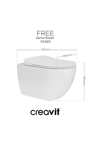 Creavit Free Duroplast Yavaş Kapanan Klozet Kapaklı Beyaz Set