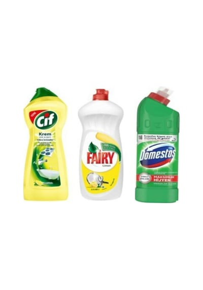Fairy Bulaşık Deterjanı 675 ML + Cif Krem 700 ML + Domestos 810 G