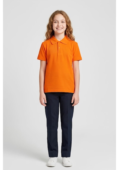 Modanino Kız Çocuk T-shirt %100 Pamuk Ve Okul Tarz 6-16 Yaş 12784mrt Turuncu