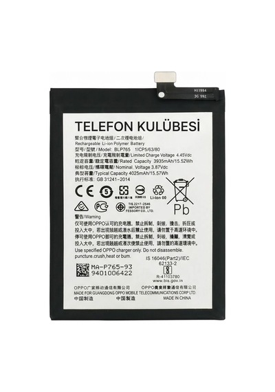 Oppo F15 Uyumlu Batarya Pil Blp765
