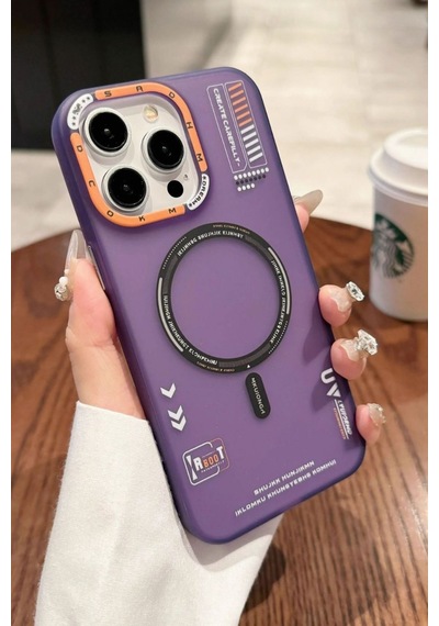 Apple Uyumlu iPhone Akfa 15 Pro Max Vector Serisi Magsafe Premium Telefon Kılıfı Mor