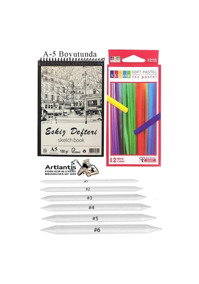 Toz Pastel Boya 12 Renk A5 Eskiz Defteri Pastel Dağıtma Kalemi 1 Paket Toz Soft Pastel Boya 12 Li Yumuşak Pastel Gölgele