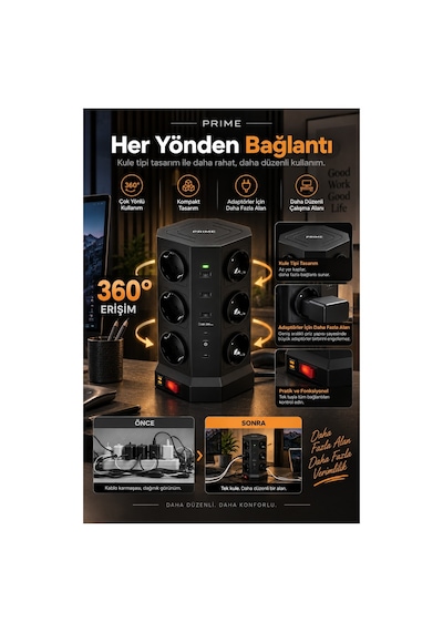 Robeve Fulltech Prime 12 Li Akım Korumalı Kule Priz 3680w - 1050j Koruma, Pd20 Destekli 3 Usb-a + 2 Usb-c, 2 Metre Kablolu Dikey Çoklu Uzatma Prizi Grup Priz 12'li Fiş 12'li Priz 2 M Robeve Fulltech Prime 12 Li Akım Korumalı Kule Priz 3680w - 1050j Koruma, Pd20 Destekli 3 Usb-a + 2 Usb-c, 2 Metre Kablolu Dikey Çoklu Uzatma Prizi Grup Priz 12'li Fiş 12'li Priz 2 M