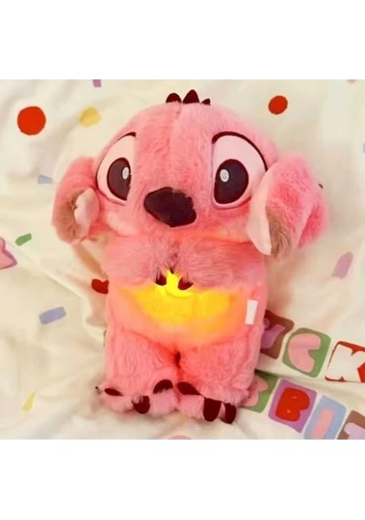 Stich Uyku Arkadaşı Peluş 25 Cm Işıklı Ve Sesli Sevimli Peluş Oyuncak Pembe