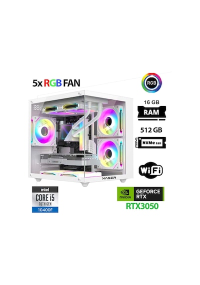 Xaser Cube X140 i5-10400F 16 GB 512 GB M.2 Nvme SSD 6 GB RTX3050 Free Dos Masaüstü Oyuncu Bilgisayarı