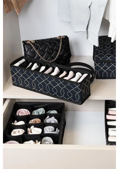 10 Gözlü Çekmece Içi Düzenleyici Organizer 38x10x12 Small Siyah