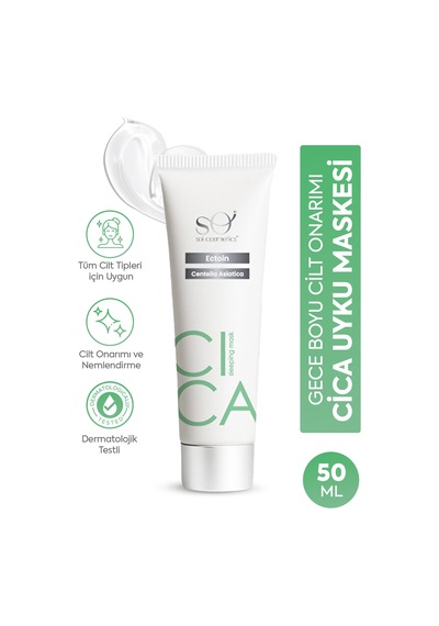 Soi Cosmetics Cilt Onarıcı ve Yoğun Cica Gece Uyku Maskesi 50 ML