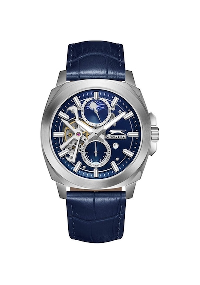 Slazenger Sl.09.2440.2.03 Quartz Deri Lacivert 44 Mm Erkek Kol Saati Gri