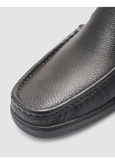 Cabani Milan %100 Hakiki Deri Siyah Dikiş Detaylı Loafer Ayakkabı
