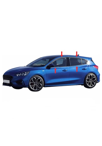 Ford Focus 4 Hb Cam Çıtası Komple Set Çerçevesi Kromu Nikelajı 2019 Sonrası