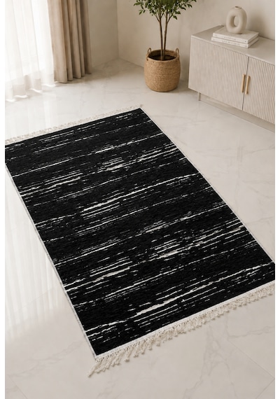 Kilim Paspas Çok Amaçlı Halı Makinede Yıkanabilir Toz Yapmaz Siyah 4