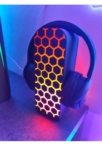 Işıklı Bal Peteği Tasarım Kulaklık Standı Oyuncu Headset Stand Masaüstü Dekoratif Stand
